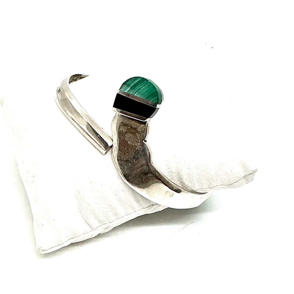 Sterling Taxco Malachite Onyx Bracelet
